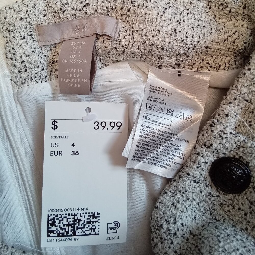 H&M Women's Beige Back Zip Pockets Straight Pencil Skirt Size: 4 - Picture 6 of 6
